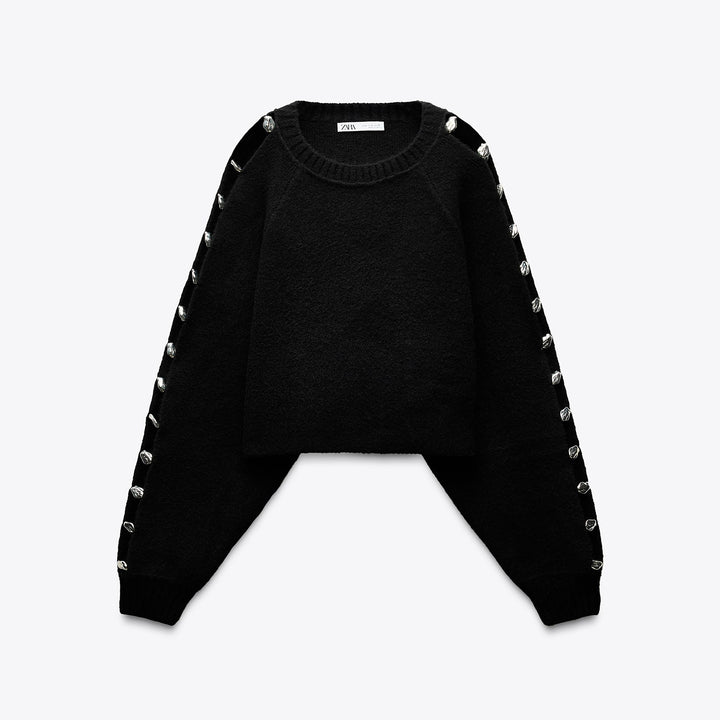 Moudda ZARA - Pull - Manches Raglan & Découpes (Noir) - Tunisie 1