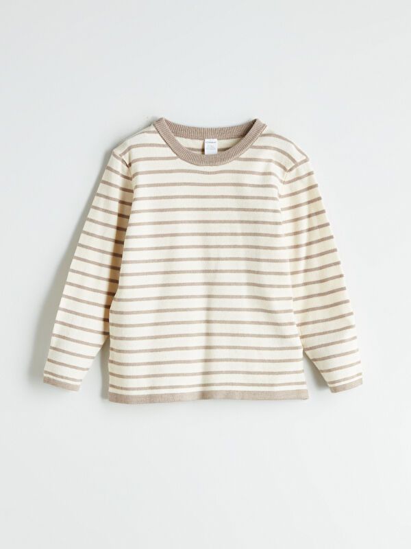 Moudda LC Waikiki - Pull en tricot Garçon Rayures beiges - Tunisie 1