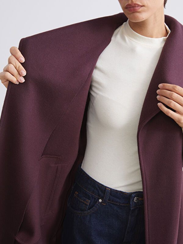 Moudda LC Waikiki - Manteau effet laine Femme Bordeaux - Tunisie 4