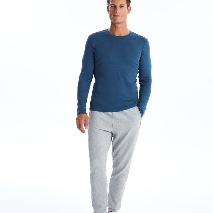 Moudda LC Waikiki - T-shirt jersey manches longues basique Homme Indigo - Tunisie 2