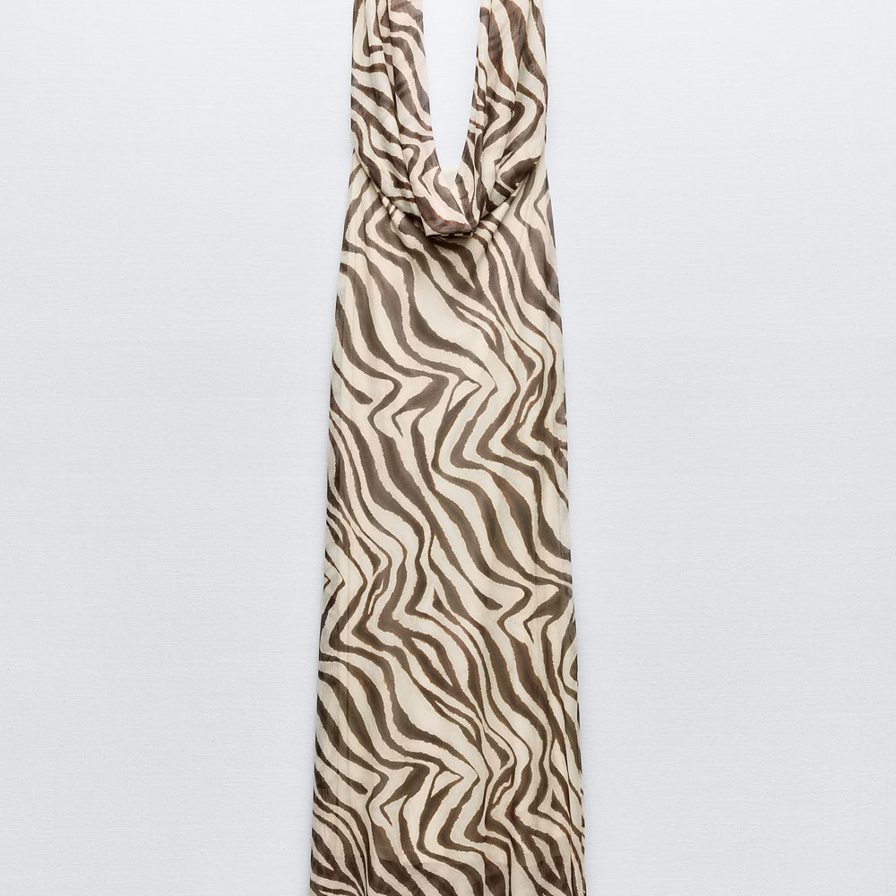 Moudda ZARA - Robe longue mesh drapée imprimée zèbre - Tunisie 2