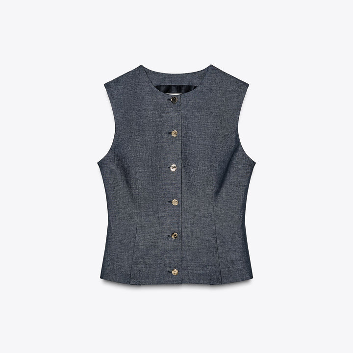 Moudda ZARA - Gilet - Boutons & Lin Indigo - Tunisie 1