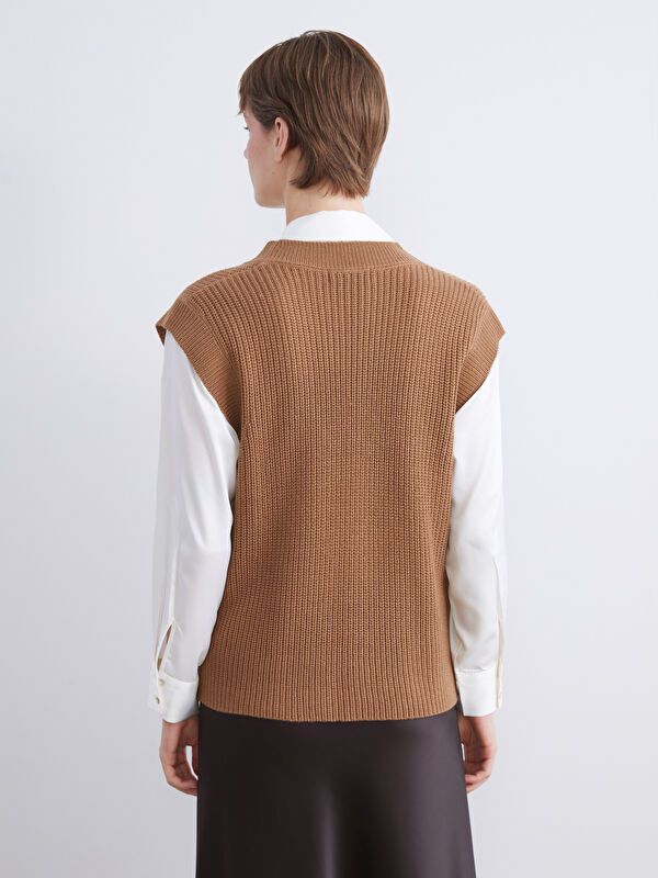 Moudda LC Waikiki - Pull tricot sans manches Femme Brun clair - Tunisie 4