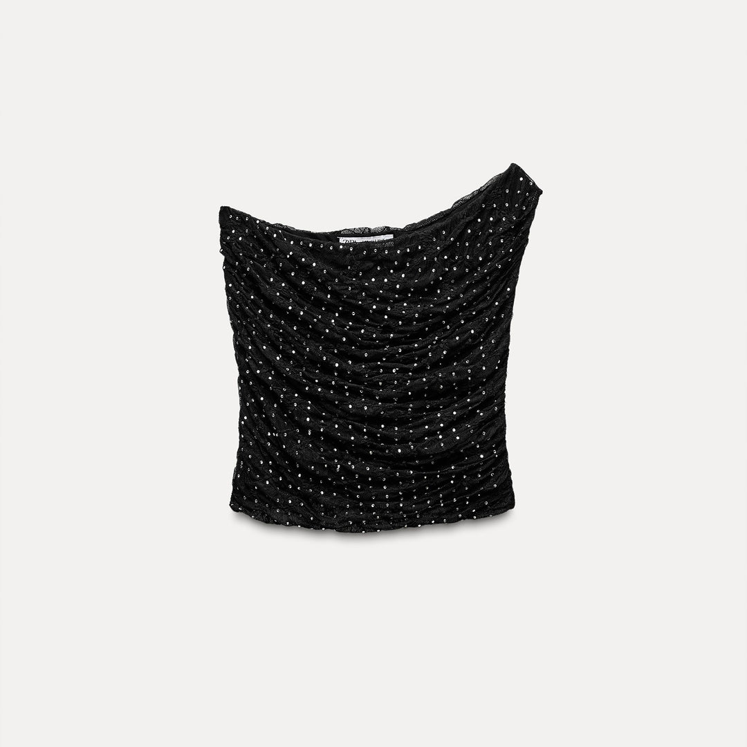 Moudda ZARA - Haut asymétrique dentelle et strass – ensemble - Tunisie 2