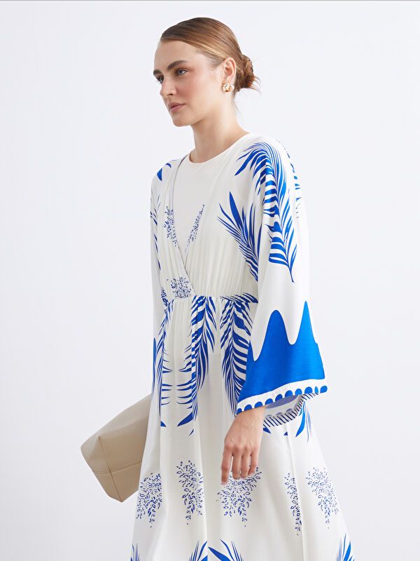 Moudda LC Waikiki - Robe tissée manches longues Femme Imprimé en blanc - Tunisie 2