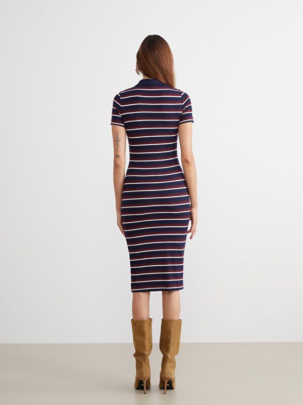 Moudda LC Waikiki - Robe en jersey manches courtes Femme Rayures mixtes - Tunisie 4