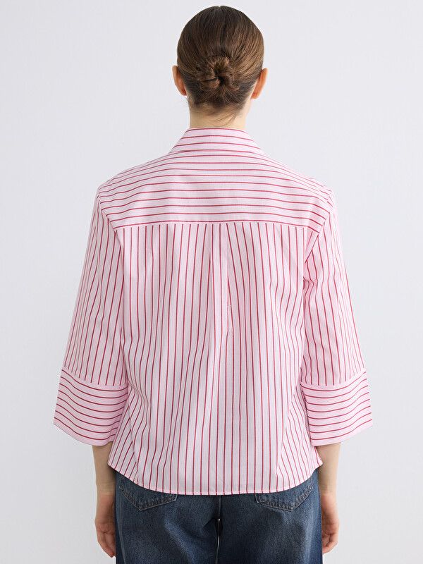 Moudda LC Waikiki - Chemise manches longues en tissu pour Femme couleur Rose rayé - Tunisie 4