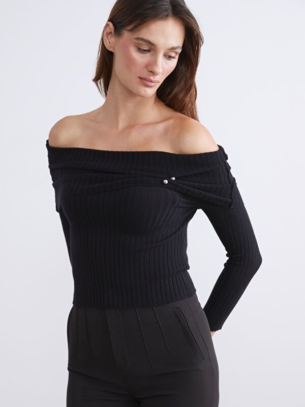 Moudda LC Waikiki - Pull tricot fin Femme Noir - Tunisie 1