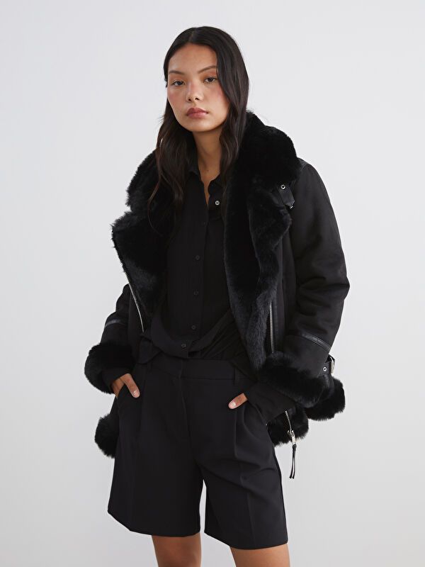 Moudda LC Waikiki - Manteau PU lourd Femme Noir - Tunisie 1