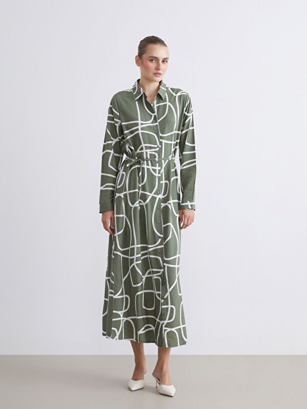 Moudda LC Waikiki - Robe tissée manches longues Femme Imprimé vert - Tunisie 2