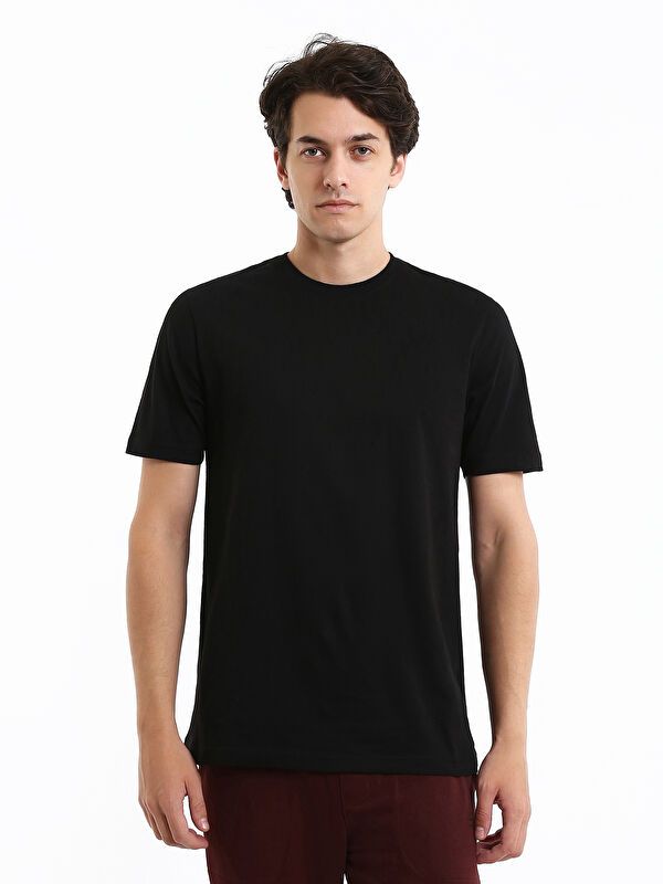 Moudda LC Waikiki - T-shirt jersey col rond manches courtes Homme Noir - Tunisie 1