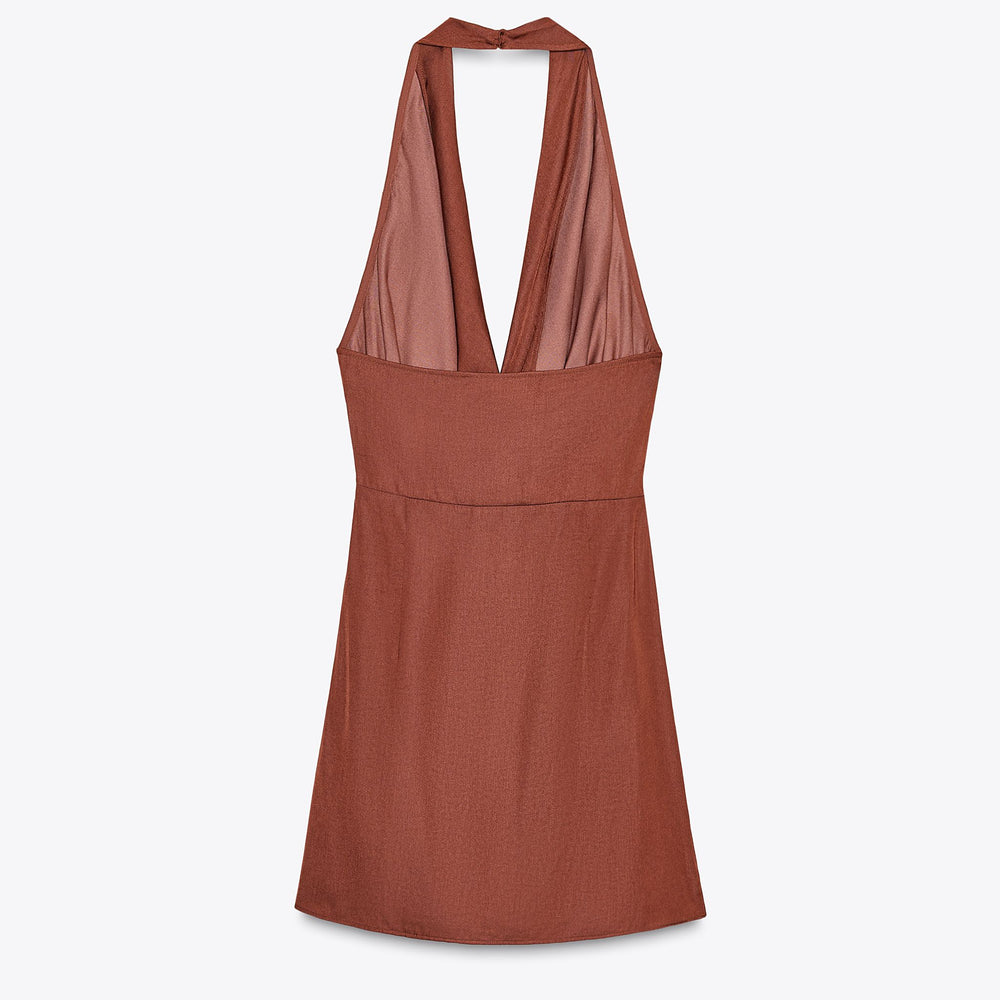 Moudda ZARA - Robe Mini - Col Halter, Applique & Nœud Taille - Tunisie 2