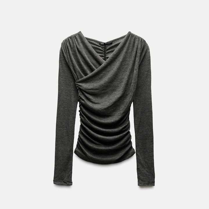 Moudda ZARA - T-shirt croisé froncé, matière douce - Tunisie 2