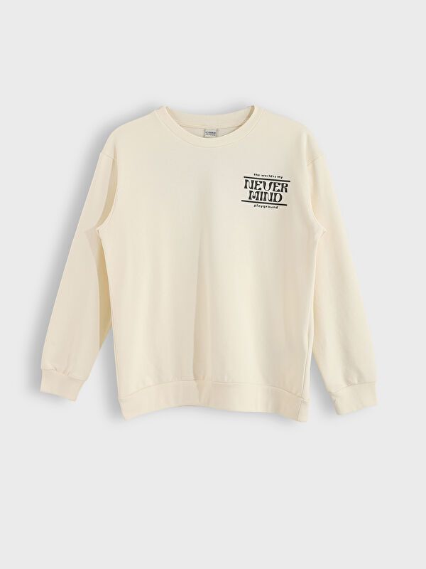 Moudda LC Waikiki - Sweatshirt en jersey Garçon Crème - Tunisie 1