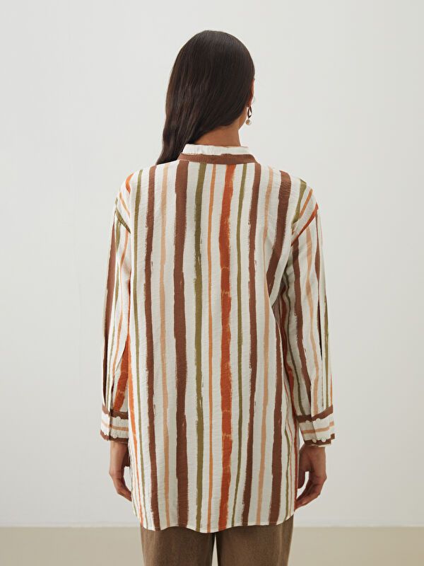 Moudda LC Waikiki - Tunique tissée manches longues Femme Imprimé écru - Tunisie 4