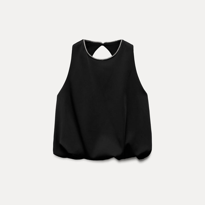 Moudda ZARA - Top manches bouffantes détail strass décolleté - Tunisie 1