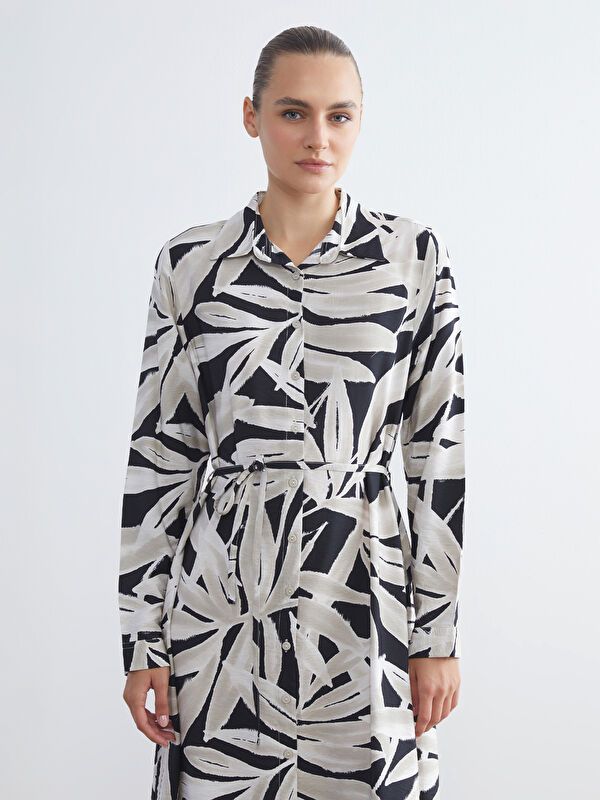 Moudda LC Waikiki - Robe tissée manches longues Femme Imprimé en noir - Tunisie 1