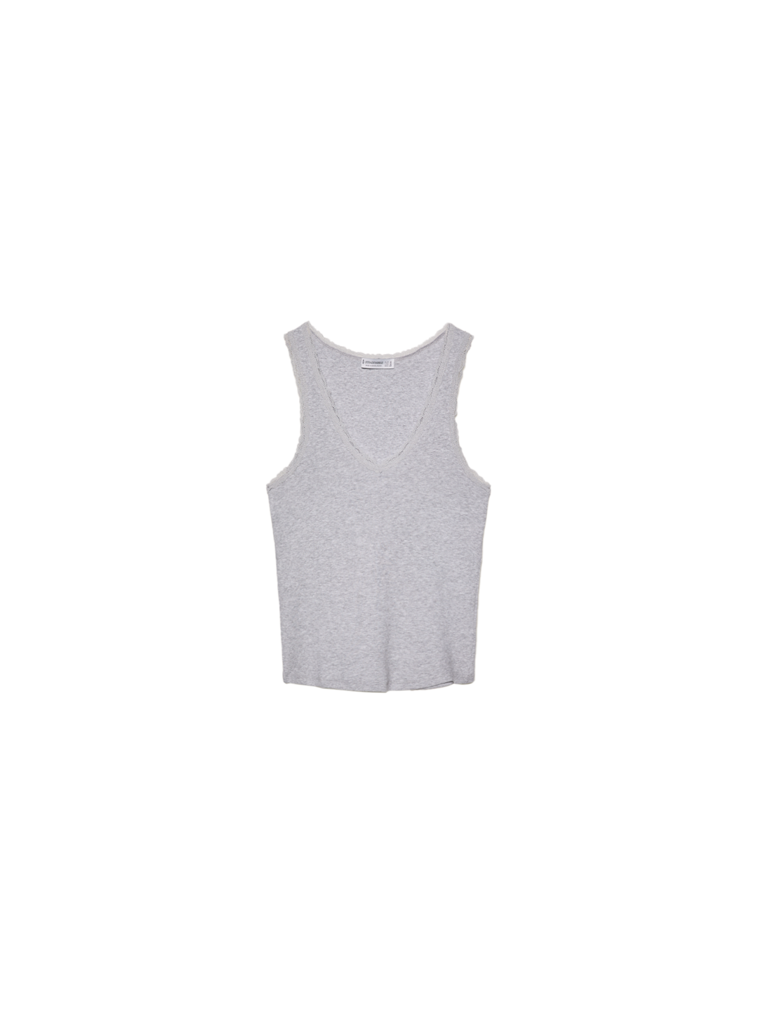Moudda STRADIVARIUS - T-Shirt S/M Col V avec Dentelle Gris Chiné - Tunisie 1