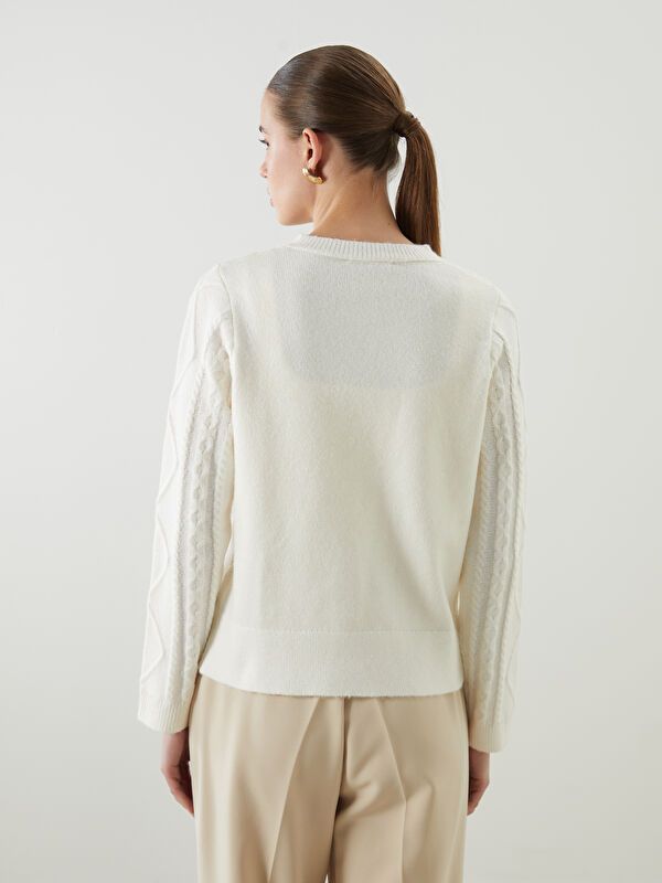 Moudda LC Waikiki - Cardigan tricot épais Femme Ecru - Tunisie 4