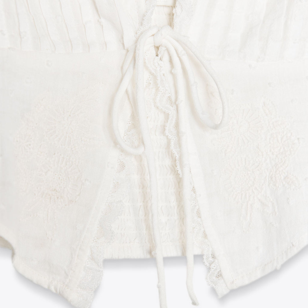 Moudda ZARA - Top Gilet Crop - Détail Nœuds - Tunisie 3