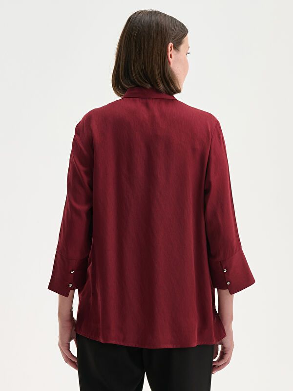 Moudda LC Waikiki - Chemise tissée manches longues Femme Bordeaux légers - Tunisie 4