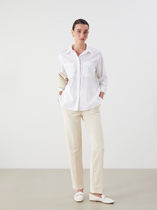 Moudda LC Waikiki - Chemise tissée manches longues Femme Ecru - Tunisie 2