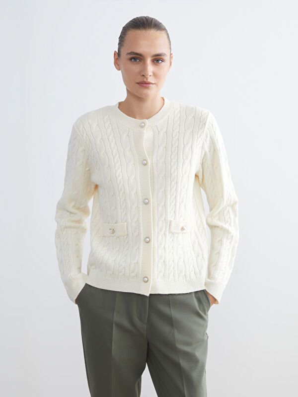 Moudda LC Waikiki - Cardigan tricot épais Femme Ecru - Tunisie 1