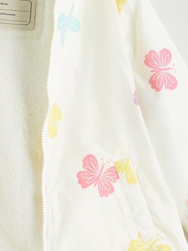 Moudda LC Waikiki - Manteau synthétique léger Fille Imprimé écru - Tunisie 4