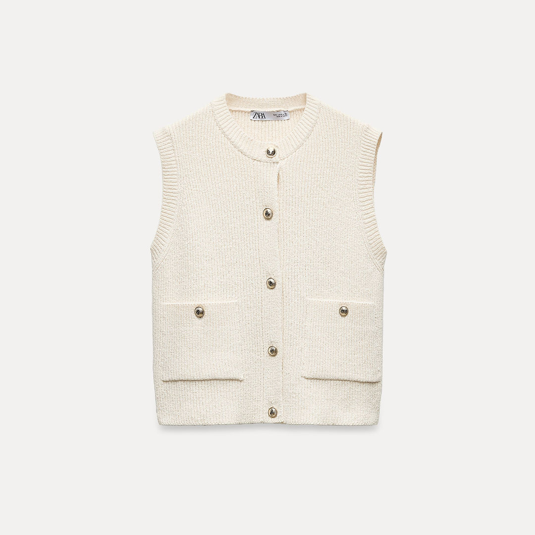 Moudda ZARA - Beige – gilet marin bouton doré - Tunisie 2