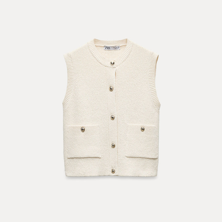 Moudda ZARA - Beige – gilet marin bouton doré - Tunisie 2