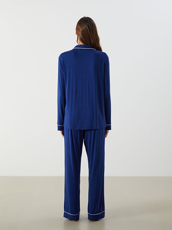 Moudda LC Waikiki - Pyjama en jersey manches longues Femme Bleu marine claire - Tunisie 4