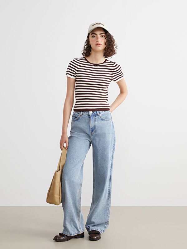 Moudda LC Waikiki - Pantalon tissé en denim Femme Bleu clair - Tunisie 1