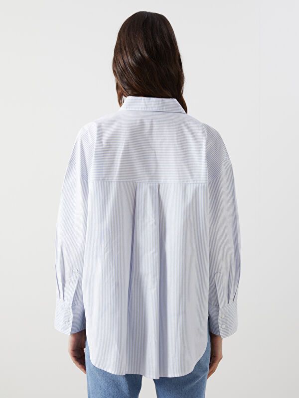 Moudda LC Waikiki - Chemise tissée manches longues Femme Rayures bleues - Tunisie 4