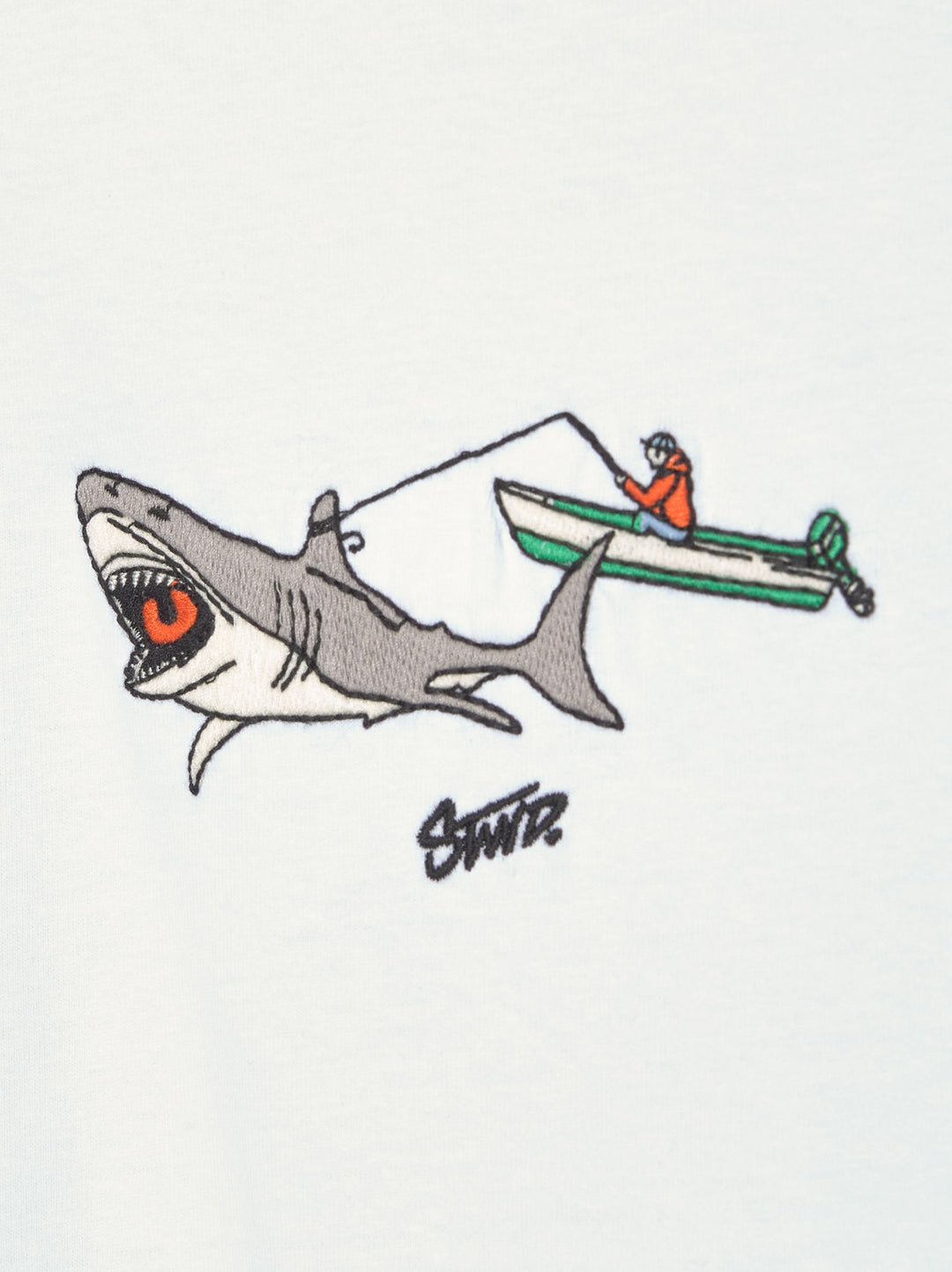 Moudda PULL & BEAR - T-Shirt Demi-Manches Brodé Blanc Requin - Tunisie 2
