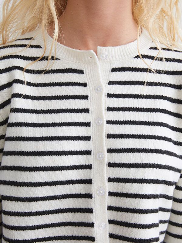 Moudda LC Waikiki - Cardigan en tricot Femme Rayures noires - Tunisie 3