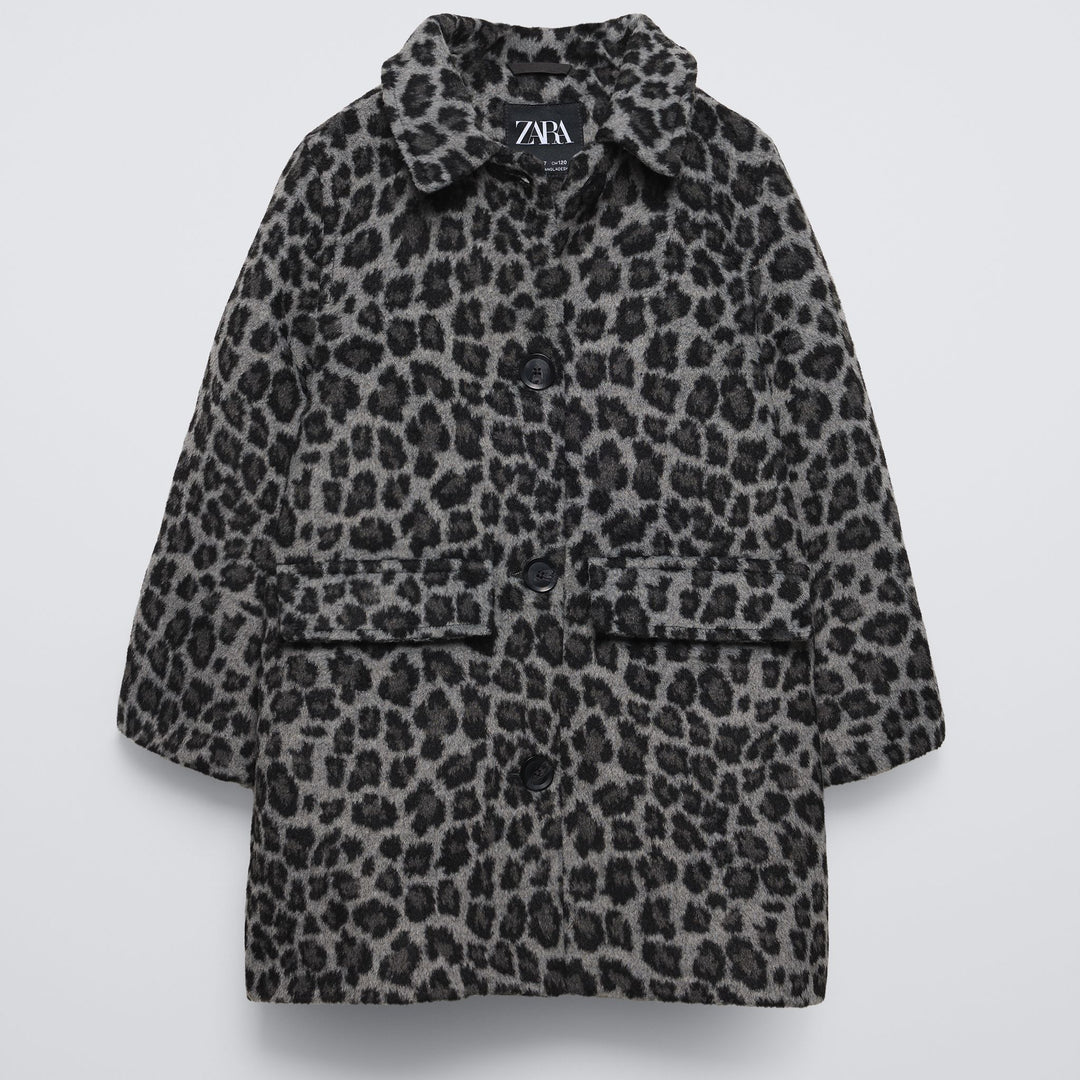 Moudda ZARA - Manteau Fille en Drap Imprimé Animal Gris - Tunisie 2