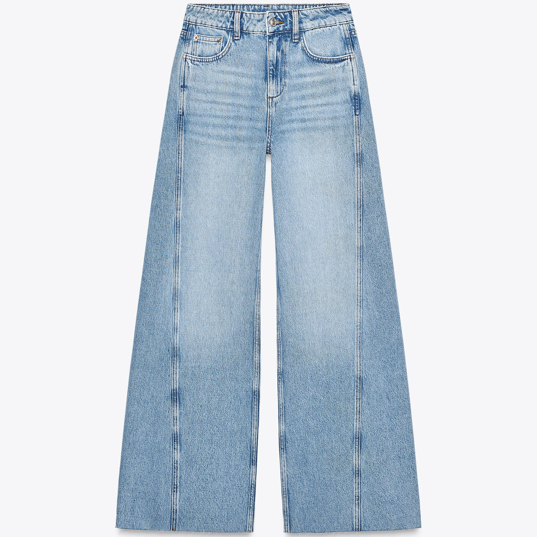Moudda ZARA - Denim - Taille Moyenne, Wide Leg & Coutures Latérales - Tunisie 1