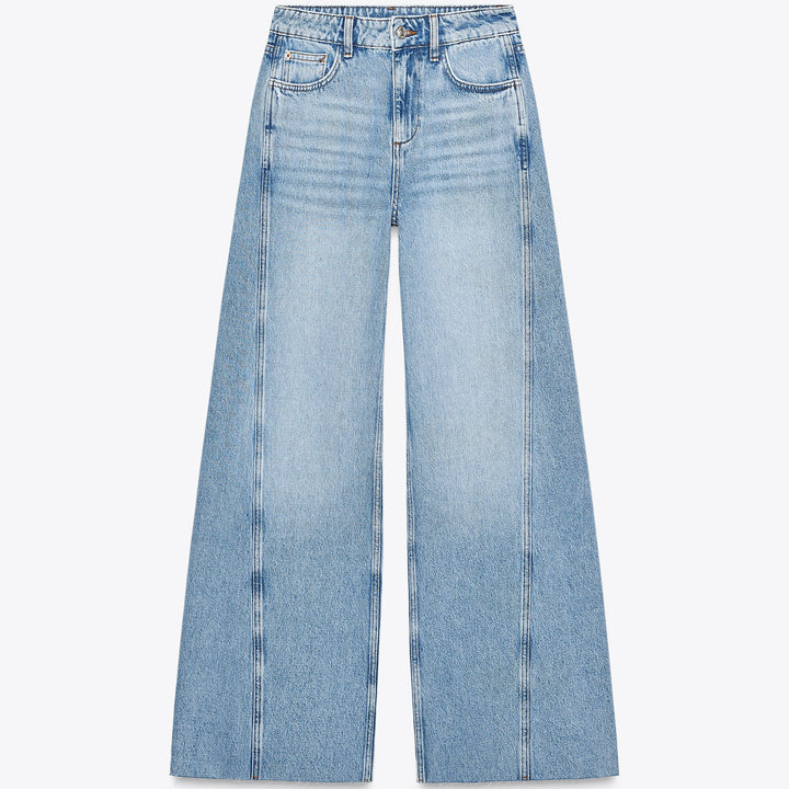 Moudda ZARA - Denim - Taille Moyenne, Wide Leg & Coutures Latérales - Tunisie 1