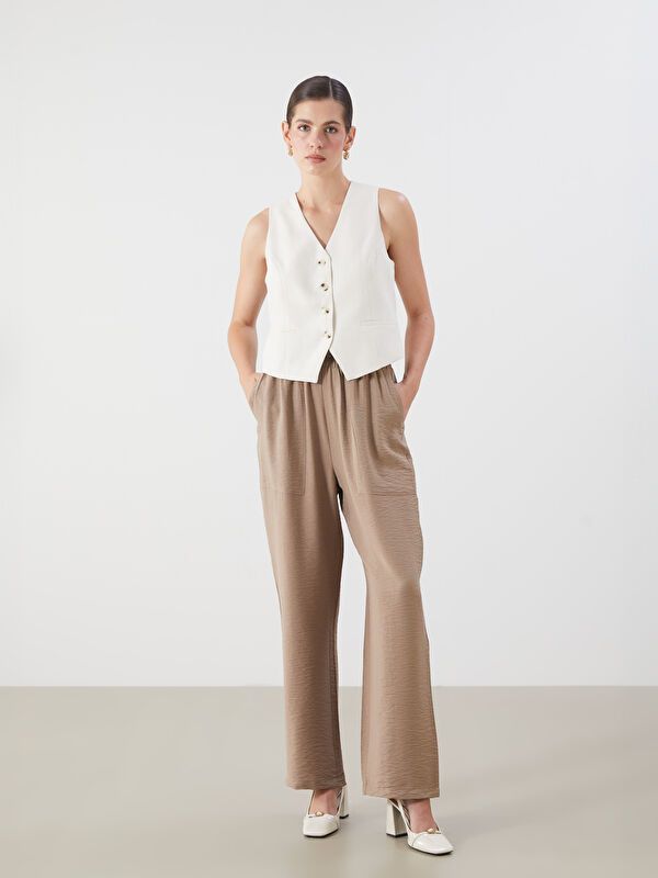 Moudda LC Waikiki - Pantalon tissé fin Femme Brun clair - Tunisie 1