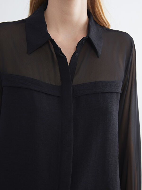 Moudda LC Waikiki - Chemise tissée manches longues Femme Noir - Tunisie 3