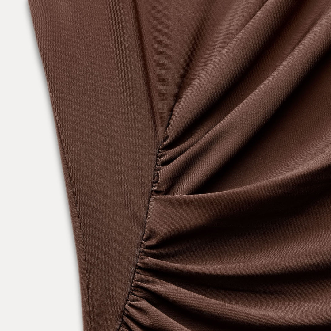Moudda ZARA - Robe mi-longue maille manches tombantes pli latéral - Tunisie 3