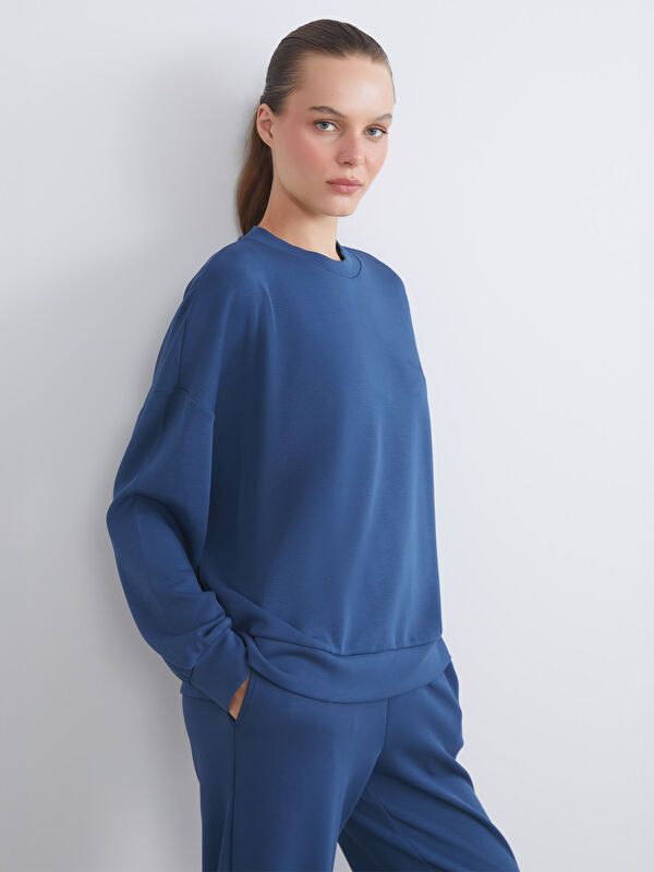 Moudda LC Waikiki - Sweatshirt jersey imprimé Femme Indigo foncé - Tunisie 1