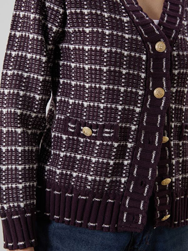 Moudda LC Waikiki - Cardigan tricot moyen Femme Bordeaux - Tunisie 3