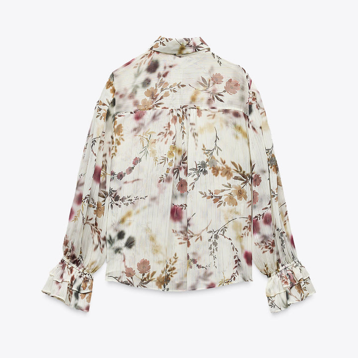 Moudda ZARA - Chemise Lurex - Imprimé Floral & Volants Poignet - Tunisie 2