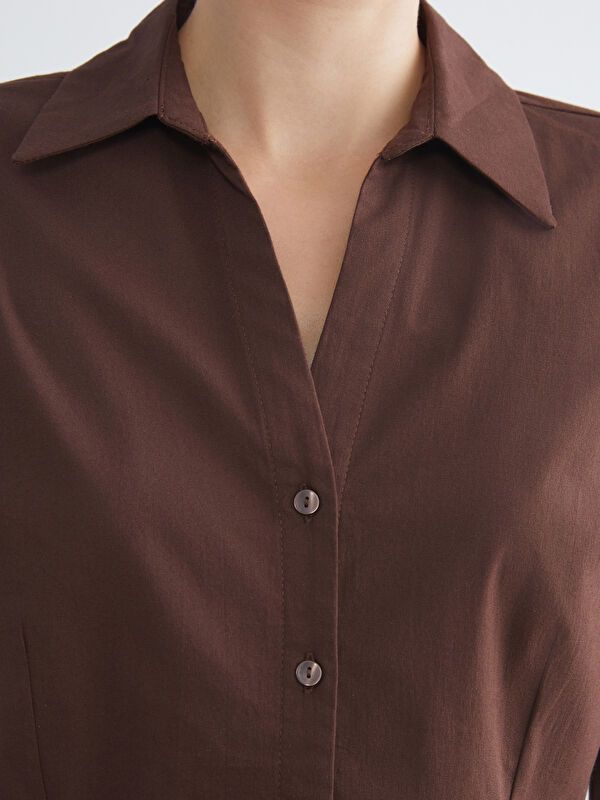 Moudda LC Waikiki - Chemise tissée manches longues Femme Brun chocolat - Tunisie 3