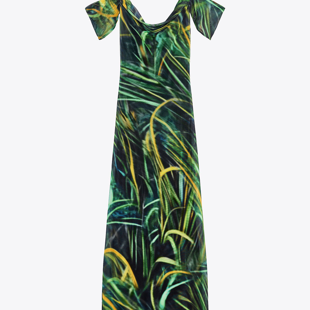 Moudda ZARA - Robe Maxi - Épaule Drapée & Tulle Imprimé - Tunisie 1