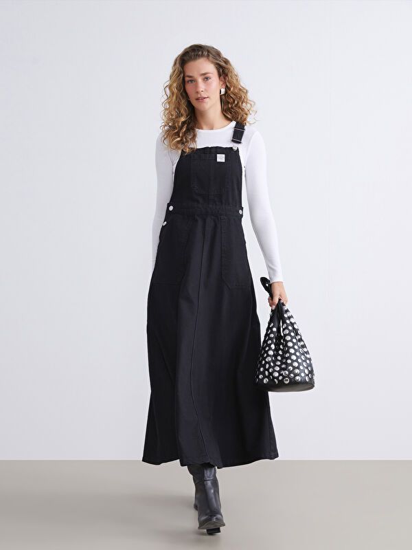 Moudda LC Waikiki - Robe tissée manches courtes denim Femme Rodéo noir - Tunisie 1