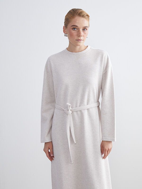 Moudda LC Waikiki - Robe en jersey manches longues Femme Gris clair - Tunisie 2