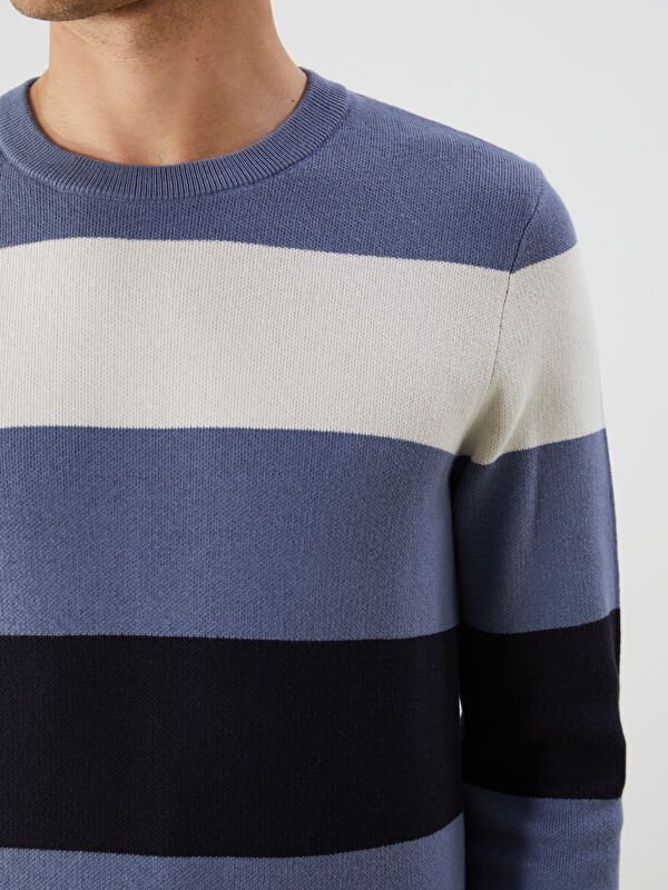 Moudda LC Waikiki - Pull rayé en tricot Homme Bleu terne - Tunisie 3