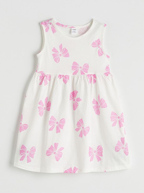 Moudda LC Waikiki - Robe manches courtes en jersey pour Fille couleur Écru imprimé - Tunisie 1